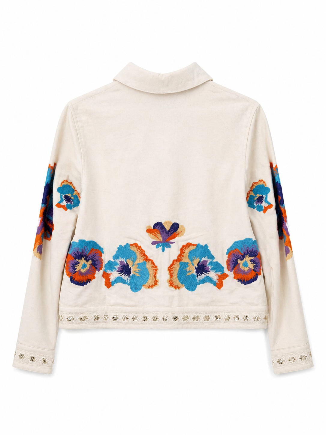 Chaqueta tejana floral blanca